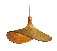 Fenteer Bambú tejado Lámpara Colgante Sombrero 30cm -Bombilla No Incluida Decoración Arte Vintage Hecho Decorativo Natural