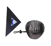 Fenteer Bandana para Perro Disfraz Cowboy Pañuelo Triangular Sombrero Ajustable Accesorios Occidente Material Poliéster Adecuado para Celebraciones Fotos Temá, Pajarita Azul