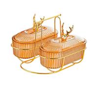 Fenteer Bandeja de Servir Dividida, Práctica, a Prueba de Polvo, Resistente, para Frutas Y Aperitivos, con Tapa, Ideal para El Hogar, La Cocina Y Fiestas, Ámbar, Individual