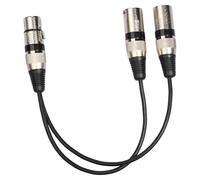 Fenteer Cable divisor XLR, adaptador de audio, 1 hembra a 2, cable de conexión en Y de 3 pines para micrófono, Negro