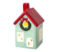 Fenteer Casa navideña de cerámica con decoración LED: Edificio navideño versátil para hoteles, centros comerciales y restaurantes, Style D