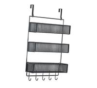 Fenteer Cesta Metálica Trasera de Puerta con Soporte Fácil de Instalar en La Pared, L Black, tal como se describe