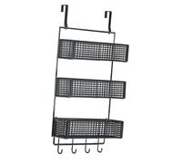 Fenteer Cesta Metálica Trasera de Puerta con Soporte Fácil de Instalar en La Pared, S Black, tal como se describe