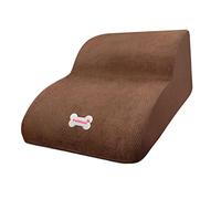 Fenteer Escalera para Mascotas con 2 Peldaños Rampa para Perros Y Gatos Pequeños Escalón Desmontable Material de Tela Y Esponja Fácil Limpieza Adecuada, CAFÉ