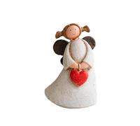 Fenteer Estatua de ángel de Resina, Figura de ángel, colección de artesanías de Granja, Escultura de niña, Adorno de Escritorio para estantería de Hotel, Corazón, S