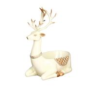 Fenteer Estatua de Ciervo de Dibujos Animados, Cuenco para Dulces, Bandeja de Almacenamiento de Escritorio, Escultura de Animal Lindo de Resina Multiusos para, Blanco Sentado