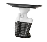 Fenteer Estatua de Mujer con Bandeja de Almacenamiento Escultura Decorativa Decoración Moderna Figura de Resina para Hotel, Blanco Negro