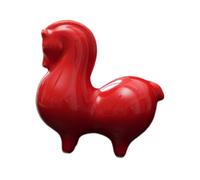 Fenteer Figura de Caballo, Adorno a Mano, Creativa decoración de año Chino, Estatua de Caballo de cerámica para gabinete, Mesa, Entrada, Cabeza Roja Arriba