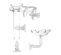 Fenteer Juego de comederos para Peces y camarones, Tubo y Plato, Transparente, fácil de Limpiar, Vidrio acrílico Que Evita Que Comida se Disperse, Tubo de 35 Cm