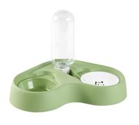 Fenteer Juego de Cuencos para Perros y Gatos, Cuencos para Agua y Comida, con dispensador automático de Agua, Plato Bebedero y comedero para Gatos fácil de, Verde