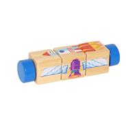 Fenteer Juguete Giratorio Educativo para el Aprendizaje de coordinación Mano-Ojo. Juego de Agarre Manual. Regalos. Rompecabezas de Madera Giratorio. Juego, Azul