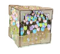 Fenteer Lámpara de Espejo con Forma de Cubo, Luz de Noche Cuadrada Hecha a Mano, Lámpara de Flores para Mamá, Regalo de Cumpleaños para Tu Pareja.