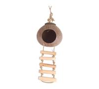 Fenteer Nido de Pájaro de Coco, Accesorios para Jaulas de Pájaros, Escondite para Exteriores, Casa para Pájaros, Casa para Animales Pequeños, Cría, con Escalera