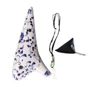 Fenteer Ocarina Alto C de 12 agujeros con libro de música, correa para el cuello, práctica y elegante ocarina de cerámica para presentaciones, regalo, B