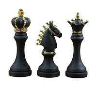 Fenteer Pack de 3 piezas de ajedrez estatua escultura ornamento figura coleccionable decoración del hogar arte contemporáneo decoración de mesa de oficina negro