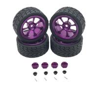 Fenteer Ruedas Y Neumáticos RC Neumáticos de Goma RC Juego de Llantas Accesorios de Actualización Tuerca de Rueda M3 Adaptador de Cubo Hexagonal de 12 Mm para, PÚrpura