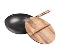 Fenteer Sartén Wok Antiadherente de 32 Cm para Saltear, de Hierro Fundido, para Cocina de Inducción a Gas, Universal, China