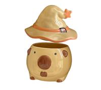Fenteer Taza de Cerámica para Té Recipiente para Leche Taza de Vaso para Jugo con Diseño de Carpincho Pintado a Mano Adecuado para Dormitorio Y Coc, Amarillo, tal como se describe