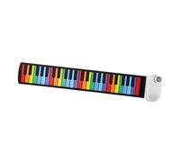 Fenteer Teclado de Piano Portátil de 49 Teclas, Enrollable Y Recargable para Uso en Casa, Llave Arcoiris Blanca