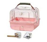 Fenteer Transportín para pájaros con asa, práctico, Jaula portátil para Loros de Uso Exterior para periquitos, cacatúas y pinzones, Conjunto Rosa