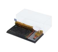 Fenteer Vitrina de Coche de Fundición a Presión a Escala 1/64, Base para Diorama de Estacionamiento con Sillas, Señal de Carretera con Arbustos, Cubierta a Pr, Arbusto de Flores Rojas