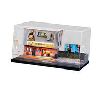 Fenteer Vitrina de exhibición de Coches de fundición a presión a Escala 1/64, Diorama de Tienda de Ramen, Vitrina de exhibición de Coches de fundición a