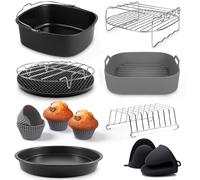 Fentic Accesorios Freidora de Aire - 19 Piezas - Apto para freidora de Aire XL y XXL, Philips, Cosori 5.5L, Ninja, Cecotec, Princess - Incluye Molde de Silicona y Libro de Recetas electrónico