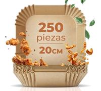 Fentic Airfryer Papel de Horno, 250 piezas, 20x20cm, Papel de Horno para Freidora de Aire, Apto Para Philips 4,1L, Cosori 4.7L, Ninja 4.7L, Tefal 4.2L, Cecotec 2.5L, Accesorios para Freidora de Aire
