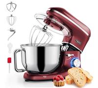 Fentic Batidora Amasadora - 2000W - Con Bol 6.2L para Hornear - Amasadora Reposteria Con Batidor, gancho amasador y gancho para mezclar - Incluye y accesorios adicionales - Rojo