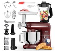Fentic Batidora Amasadora 6 en 1, Robot de Cocina 2000W, Rojo | Amasa repostería, pan y pizza con bol de 6,2L. Batidora de vaso 1,5L, picadora de carne, cortadora, embutidora y galletera