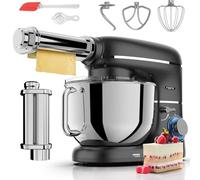 Fentic Batidora Amasadora con Máquina Pasta Fresca - 2000W - Robot de Cocina con Laminadora de Masa - 6,2L Bol (Negro)