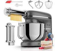Fentic Batidora Amasadora con Máquina Pasta Fresca - 2000W - Robot de Cocina con Laminadora de Masa - 6,2L Bol (Antracita)