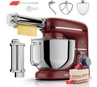 Fentic Batidora Amasadora con Máquina Pasta Fresca - 2000W - Robot de Cocina con Laminadora de Masa - 6,2L Bol (Rojo)