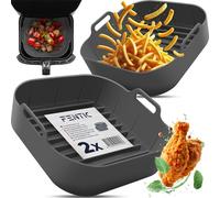 Fentic Molde Silicona Freidora de Aire - 2 Moldes Para Freidora de Aire - 20,5 cm - Reutilizable - Accesorios Freidora de Aire Cosori, Cecotec, Philips, Ninja, Tefal, Princess - Gris