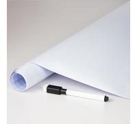 FENTIS Papel Adhesivo Blanco Rollo de Papel Adhesivo Película Autoadhesiva para Pizarra Pegatina de Pared Borrado en Seco Ideal para Niños Bricolaje Aula Oficina Casa 90x350cm