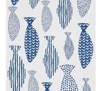 FENTIS Papel Pintado Autoadhesivo con Diseño de Peces Azules Papel de Contacto Blanco con Parte Trasera Adhesiva Película de Vinilo de Plástico Flores Rollos de Calcomanías de Pared 44.5x500cm