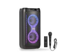Fenton Core80 - Altavoz Bluetooth portátil 80W con micrófono con Cable, batería 12h, USB, microSD, Altavoz portátil Compacto, Karaoke Machine, Speakers con LED, Stereo Pairing, Color Negro