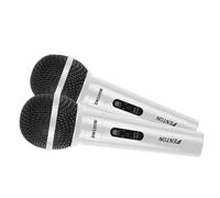 Fenton DM100W Set de 2 micrófonos Blancos con Cable Desmontable de 3 m y Conector Jack 6,3 mm, Ideal para Karaoke, Fiestas, vocalistas y DJ Principiantes