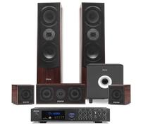 Fenton Equipo Cine en casa 5.1 Bluetooth con Amplificador, subwoofer Activo de 10", 5 Altavoces, USB MP3, entradas micrófono y Karaoke, Cables incluidos para instalación inmediata