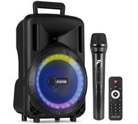 Fenton FT08LED MK2 - Altavoz Bluetooth Grande Potente 300W con micrófono Bluetooth inalámbrico, woofer 8", Altavoz portátil Bluetooth Potente con USB, Karaoke y batería Recargable Color Negro