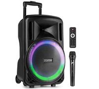 Fenton FT12LED MK2 - Altavoz Bluetooth Grande Potente 700W con micrófono Bluetooth inalámbrico, woofer 12", Altavoz portátil Bluetooth Potente con USB, Karaoke y batería Color Negro