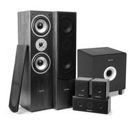 Fenton HF5B Sistema Home Cinema 5.1 con subwoofer Activo 8 Pulgadas | Altavoces frontales, central y traseros, Bass Reflex, crossover ajustable, compatible con receptores AV 5.1