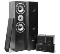 Fenton HF5B 5.0 Sistema de Altavoces Home Cinema Potencia 335 W RMS, Pack de 5 Altavoces de Madera Elegantes Ideales para Cine en casa y Música - Negro