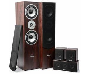 Fenton HF5W Sistema Home Cinema 5.0 con Sonido Envolvente Nogal | Experiencia cinematográfica, acabado en madera, fácil integración, perfecto para el salón
