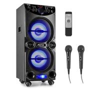 Fenton LIVE2104 Altavoz Party Set de Karaoke Bluetooth con 2 micrófonos, Reproductor MP3 y Luces LED de Colores