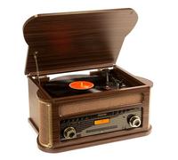 Fenton Memphis Giradiscos Vintage Madera Oscura, tracción Correa, Reproductor de Cassettes y CD, Altavoces incorporados, Radio Dab+/FM, Bluetooth, Aguja cerámica, Salida RCA, autostop