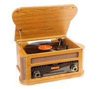 Fenton Memphis - Tocadiscos con Bluetooth y Dab+ Acabado marrón Claro Retro | Bluetooth y salida RCA incorporados, radio integrada, correa de transmisión, para disfrutar y digitalizar tus vinilos