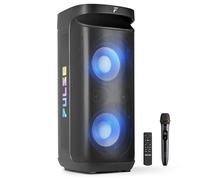 Fenton Pulse200 - Altavoz Bluetooth portátil 400W con microfono inalámbrico, batería 12h, IPX4, USB, microSD, Altavoz portátil Potente Exterior Karaoke Machine Speakers con LED, Color Negro