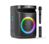 Fenton Pulse65 - Altavoz Bluetooth portátil 140W con microfono inalámbrico, batería 12h, IPX4, USB, microSD, Altavoz portatil Potente Exterior Karaoke Machine Speakers con LED, Color Negro