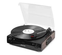 Fenton RP102B Tocadiscos Bluetooth con Altavoces, USB para Convertir Vinilo a MP3 (Software Incluido), Parada Automática, Estilo Retro Color Negro y Madera - Reproductor de Vinilo Completo